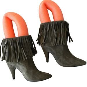 Kathryn Amberleigh Women Suede Leather Fringe Booties Size US 10 Western Romance